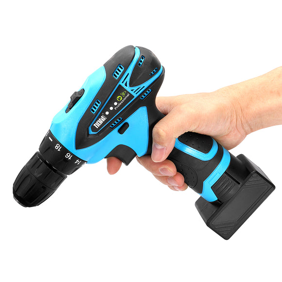 25V Li-Ion Cordless Electric Hammer 2 Speed Power Drills Driver Hand Kit LED 1350R/MIN