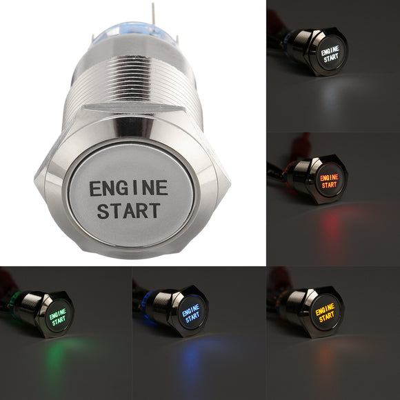 12V 19MM Waterproof Car AUTO Metal Momentary Engine Start Push Button Switch LED