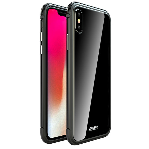 Luphie Protective Case For iPhone X Gradient Color Scratch Resistant Tempered Glass+Aluminum