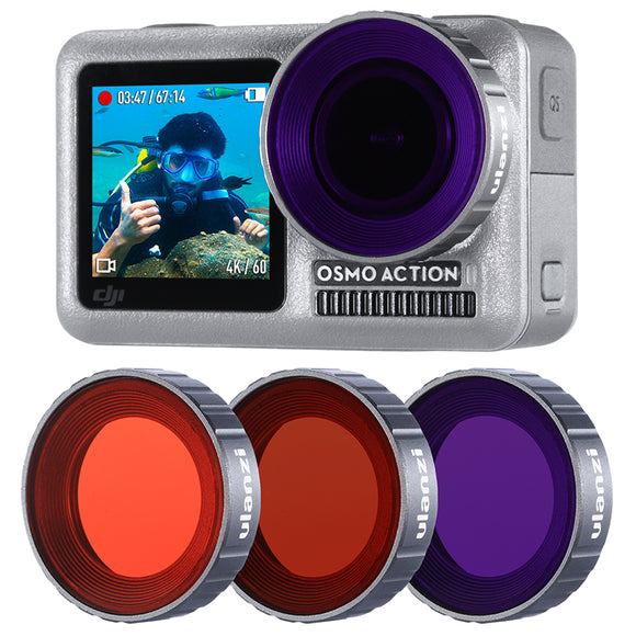 Ulanzi OA-9 Purple Red Magenta Dive Lens Filter Kit for DJI Osmo Action Sports Camera
