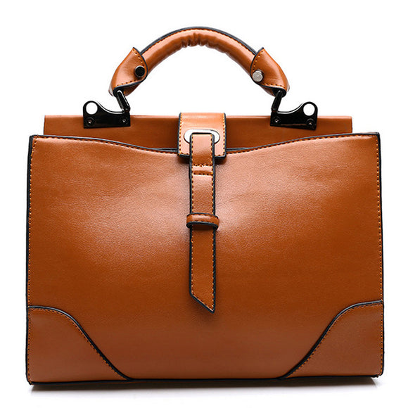 Women Fashion PU Oil Wax Handbag Large Capacity Casual Shoulder Bag