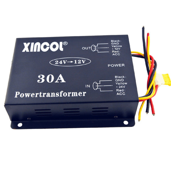 Vehicle Car DC 24V to 12V 30A Power Supply Transformer Converter with Fan Regulation