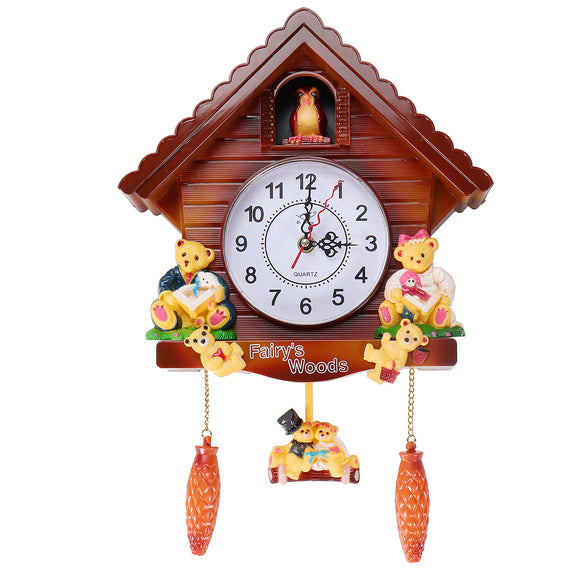 Antique Wooden Cuckoo Wall Clock Bird Time Bell Swing Alarm Watch Wall Home Decor