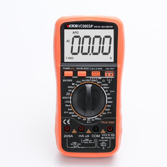 VC9803 High-Precision Digital Multimeter Backlight Display LCD Screen AC/DC Voltage Current Resistan