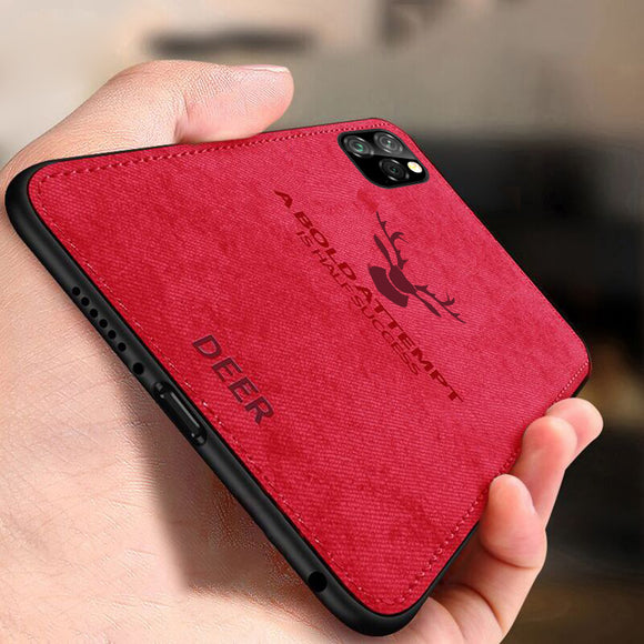 BAKEEY Deer Canvas Cloth Shockproof Protective Case for iPhone 11 Pro 5.8 inch