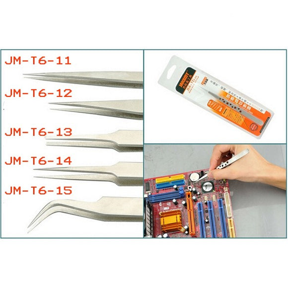 JAKEMY JM-T6-15 Anti-static Anti-magnetic Curved Forceps Tweezer Maintenance Tool Kit Handmade