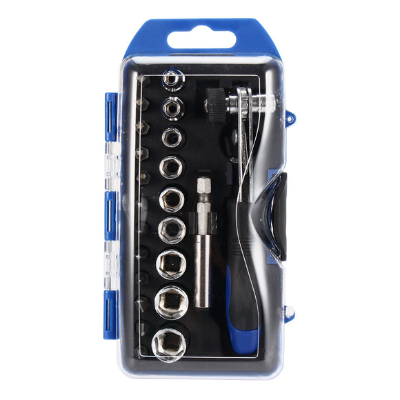 23Pcs Screwdriver Sockets Repair Tool Ratchet Wrench Set Kit