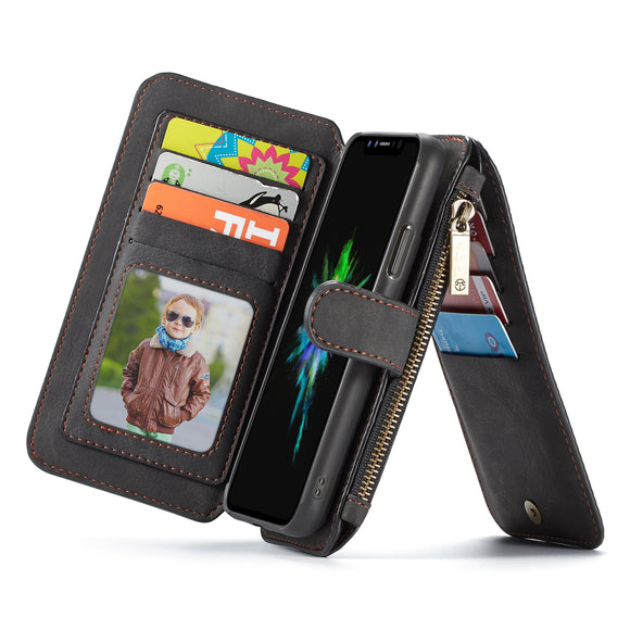 Caseme Magnetic Detachable Zipper Wallet Card Slot Pocket Protective Case For iPhone XR