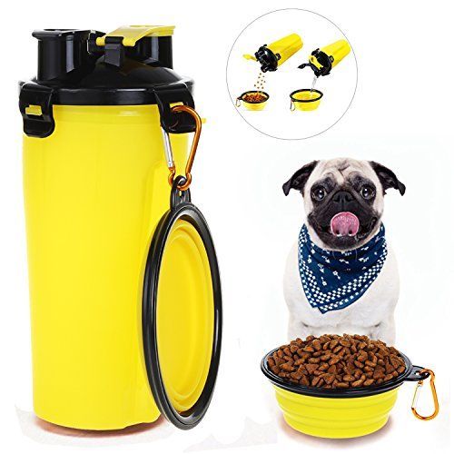 2 In 1 Pet Dog Food Water Bottle Portable Dog Travel Water Bottle With Dog Bowl
