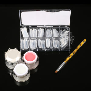 15ml Nail Poly Gel Quick Builder Extension UV Gel Brush With 100Pcs False Tips Kit