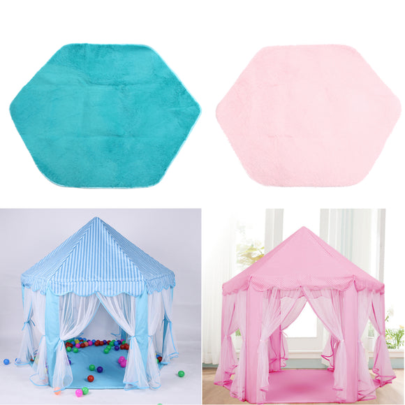 Non-slip Baby Play Mat Short Hair Game Plush Mat Kids Tent Hexagon Princess Castle Playhouse Pad