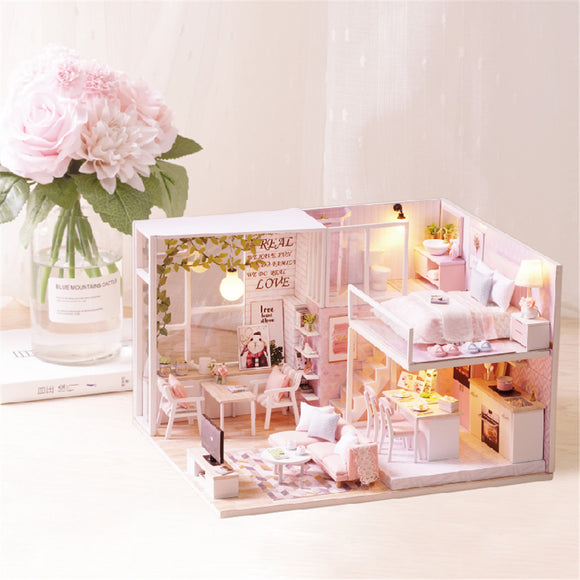 Cuteroom L-022 Quiet Life DIY Doll House With Furniture Light Cover Gift Toy