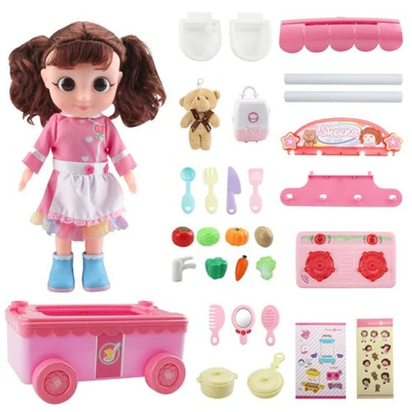 Tairedie T1001B Pretend Play Kitchen Toys Set Doll Dressing Bag Chef Engineering Clothes With Packaging
