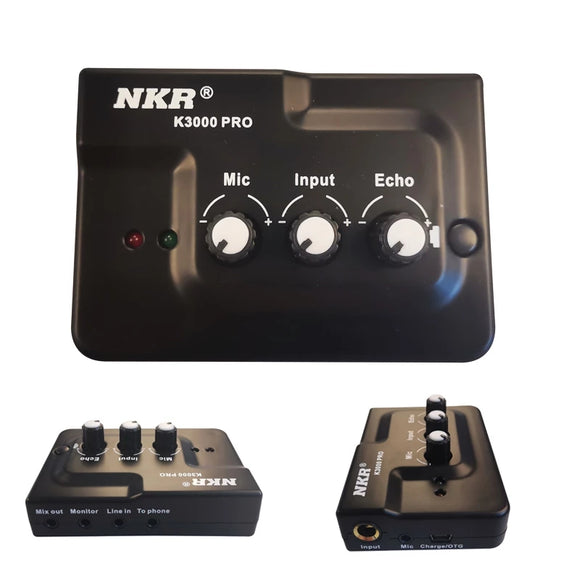NKR K-3000 Pro Professional Sound Card Live Broadcast Recording 3.5mm AUX Jack External Plug and Play for Mic Phone Musicial