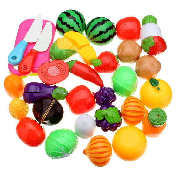 20PCS Fun Cut Fruit Vegetables Kitchen Play Set Cutting Pieces Role Play Kids Toy