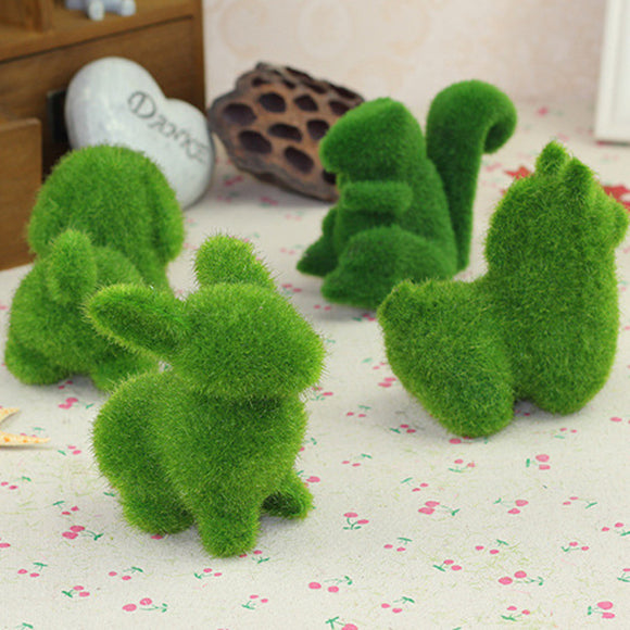 4Pcs Turf Small Cute Animals Artificial Grass Toy Decorations Animal Grass Land  Stuffed Toys