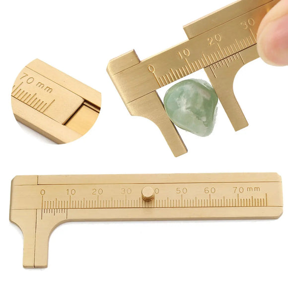 80mm Mini Brass Sliding Gauge Vernier Bead Wire Jewelry Measuring Pocket Caliper