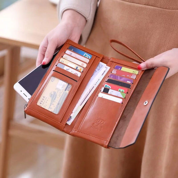 New Fashion Buckle Women's Long Wallet Women's Clutch Phone Wallet Bag