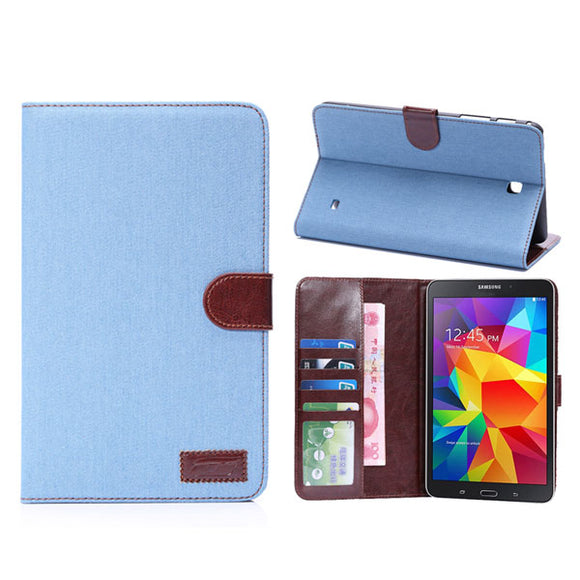 Denim Design Folio PU Leather Case Cover For Samsung Galaxy T230