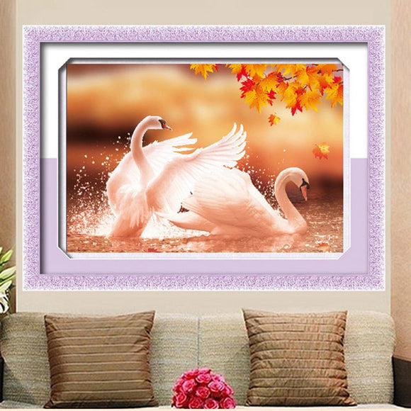 59x43cm 5D DIY Autumn Loving Swans Diamond Painting Full Rhinestone Animal Cross Stitch Kit