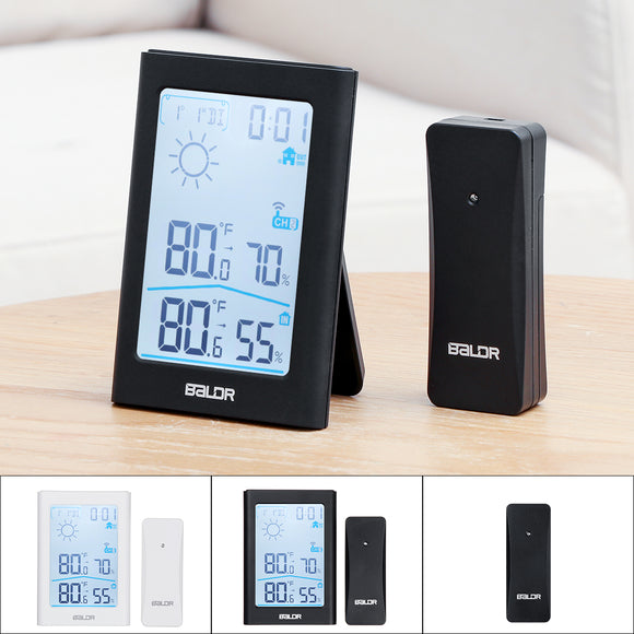 BALDR Wireless Weather Station with Indoor / Outdoor Temperature and Humidity Detector Thermometer Hygrometer HD Clock 20s Screen Back