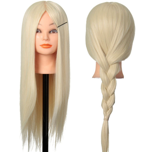 30% Blonde Real Human Hair Training Hairdressing Head Mannequin Clamp Holder