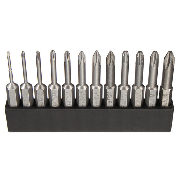 12 Sizes S2 Alloy Steel Magnetic Phillips Cross Screwdriver Bits For Electric Screwdriver Drill