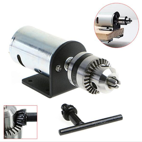 DC 12-36V Lathe Press 555 Motor With Miniature Hand Drill Chuck and Mounting Bracket
