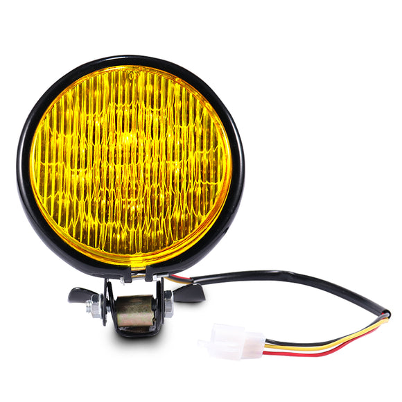 12V 55W Motorcycle LED Front Headlight Universal High-Low Beam Amber Motorbike Retro Headlamp Round Vintage Spotlight