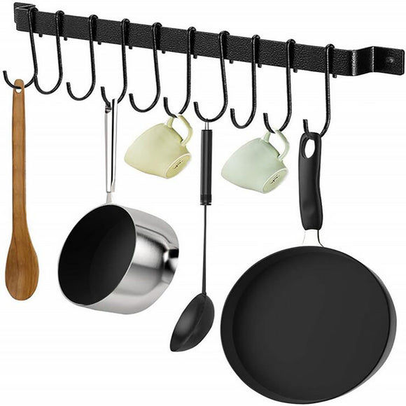 10Pcs Hooks Iron Hanging Holder Wall Mounted Kitchen Cookware Storage Rack