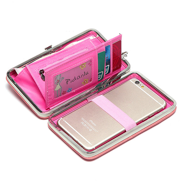 Women Candy Color Bowkot 5.5 Inch Phone Wallets Case Hasp Long Purse Clutches For Iphone Samsung