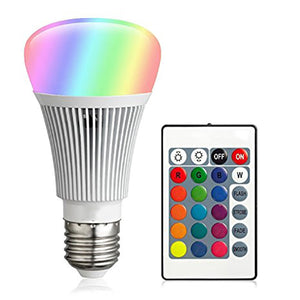 E27 10W RGBW Dimmable LED Smart Light Bulb With 24Keys Remote Control AC85-265V