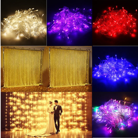 3M 10W 300LED 8 Modes Window Curtain Icicle String Fairy Holiday Light Wedding Party US Plug AC110V