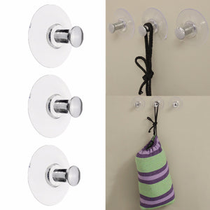 3pcs Suction Cup Sucker Hooks Hanging Towel Hanger Bathroom Kitchen