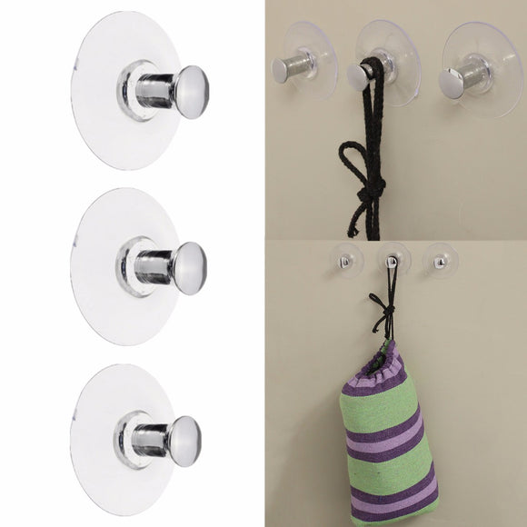 3pcs Suction Cup Sucker Hooks Hanging Towel Hanger Bathroom Kitchen