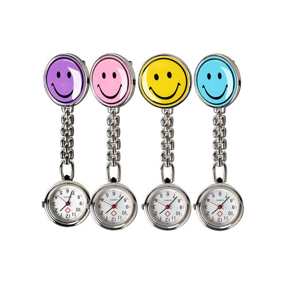 Portable Charm Smile Face Nuse Watch Stainless Steel Pocket Watches