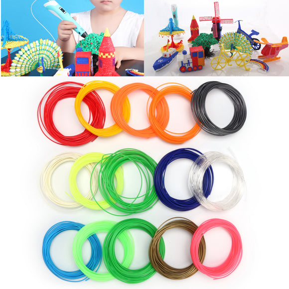 15 Colors x 10M/Roll 1.75mm PLA Filament For 3D Printer Printing Pen RepRap Marker