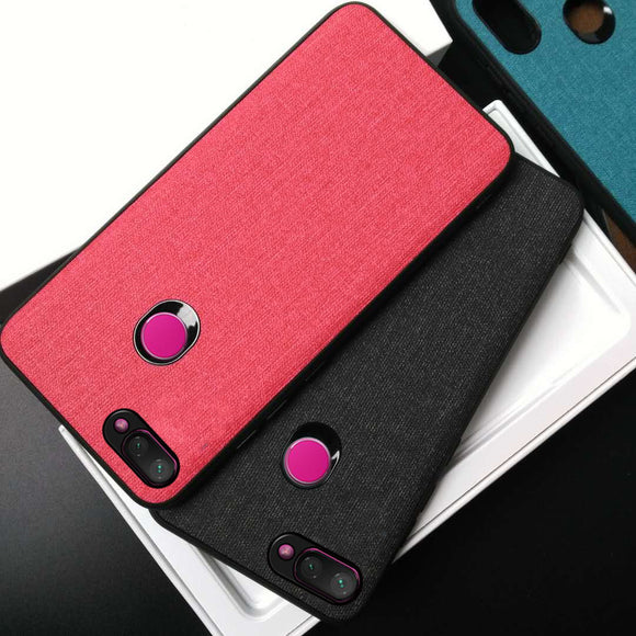 Bakeey Fabric PC+PU Leather Back + Soft TPU Bumper Protective Case for Xiaomi Mi 8 Lite 6.26 inch