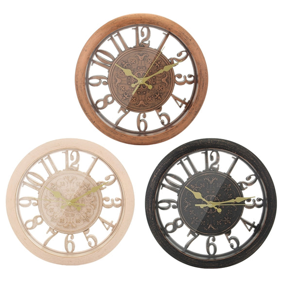 11 11 Inch Vintage PVC Circular Silent Quartz Wall Clock Shabby Chic Rustic Home Decor