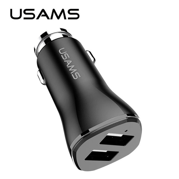 USAMS US-CC020 Dural USB 5V/2.4A Square Shape Car Charger for Mobile Phone