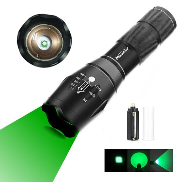 AloneFire E17 300Lumens Zoomable Long Range Green Light Flashlight Green Hunting Light