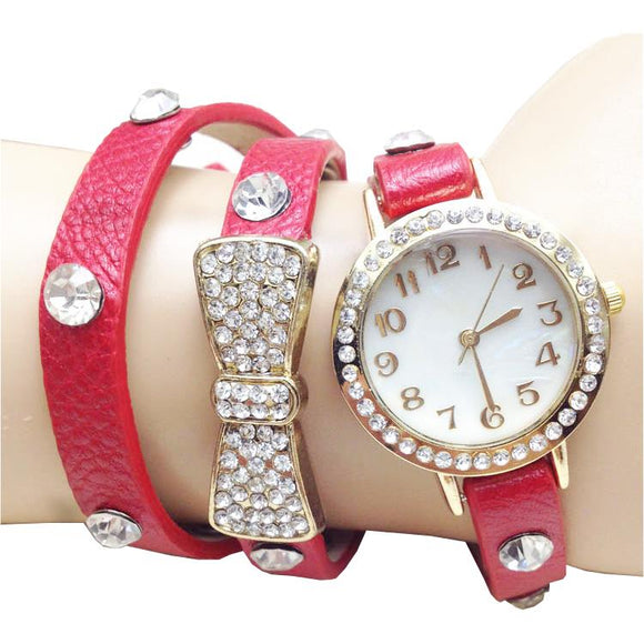 Butterfly Knot Rhinestone Long Strap Women Bracelet Watch