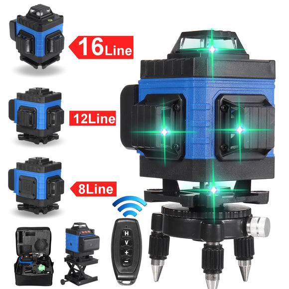 16/12/8 Line 360 Horizontal Vertical Cross 4D Green Light Laser Level Self-Leveling Measure Super Powerful Laser Beam