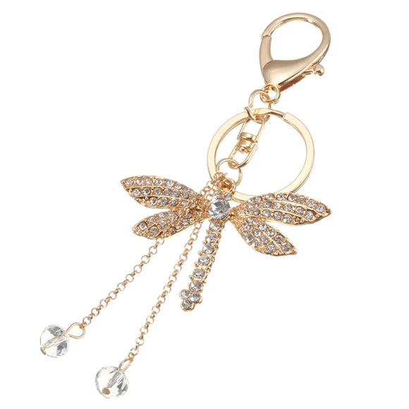 Dragonfly Rhinestone Crystal Lobster Clasp Alloy Keychain Keyring