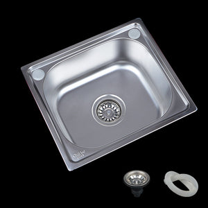 17x15'' Stainless Steel Water Sink Single Bowl Kitchen Laundry Wash Under/Topmount Faucet Accessory