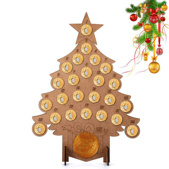 Wooden Christmas Advent Calendar Fit 24 Circular Chocolates Stand Rack Decorations