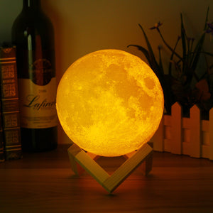 12cm 3D Magical Two Tone Moon Lamp USB Charging Luna LED Night Light Touch Sensor Gift
