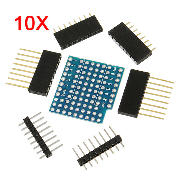 10Pcs WeMos ProtoBoard Shield For WeMos D1 Mini Double Sided Perf Board Compatible