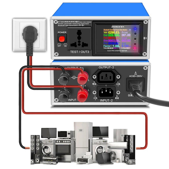 AT2630 AC Ammeter Voltmeter Digital Wattmeter Socket Electric USB Tester Voltage Current Multimeter Power Meter Charge Indicator