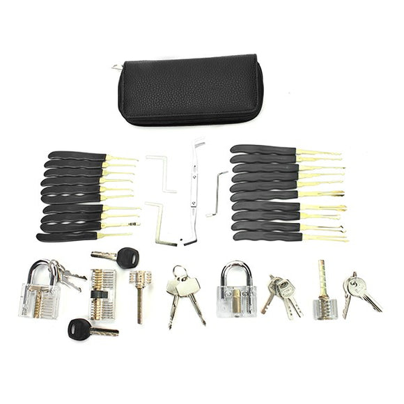 DANIU 24pcs Single Hook Lock Pick Set + 5Pcs Transparent Lock Locksmith Practice Training Skill Set